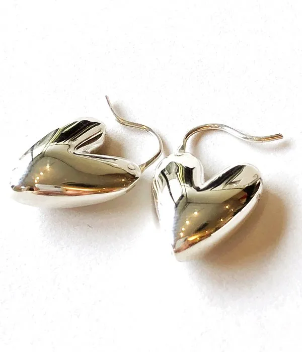 R.ALAGAN/TINY PUFFY HEART HOOPS(SILVER)