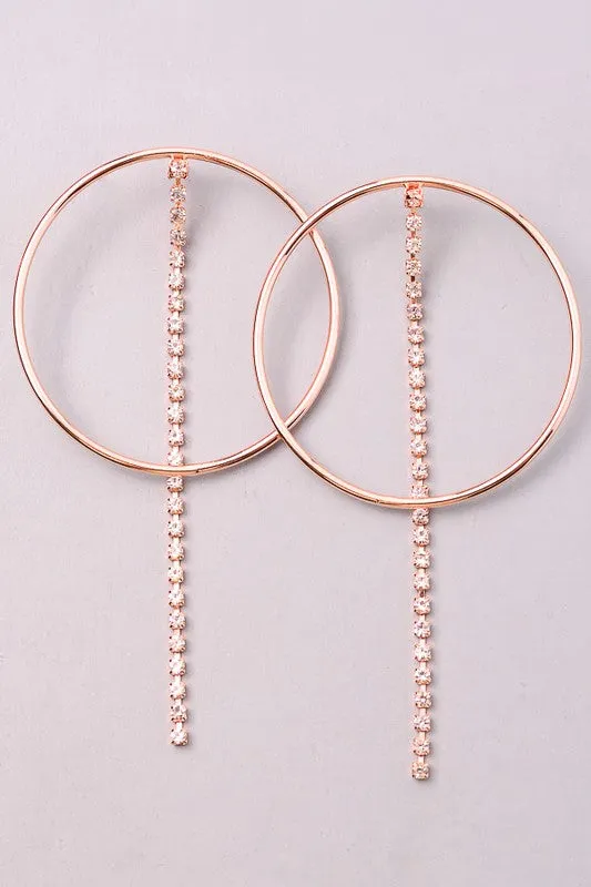 RHINESTONE DROP HOOP EARRINGS