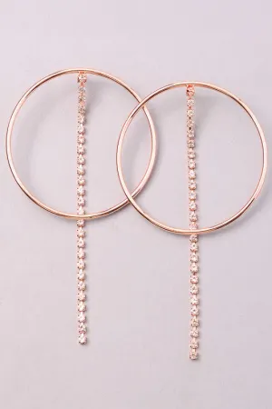RHINESTONE DROP HOOP EARRINGS