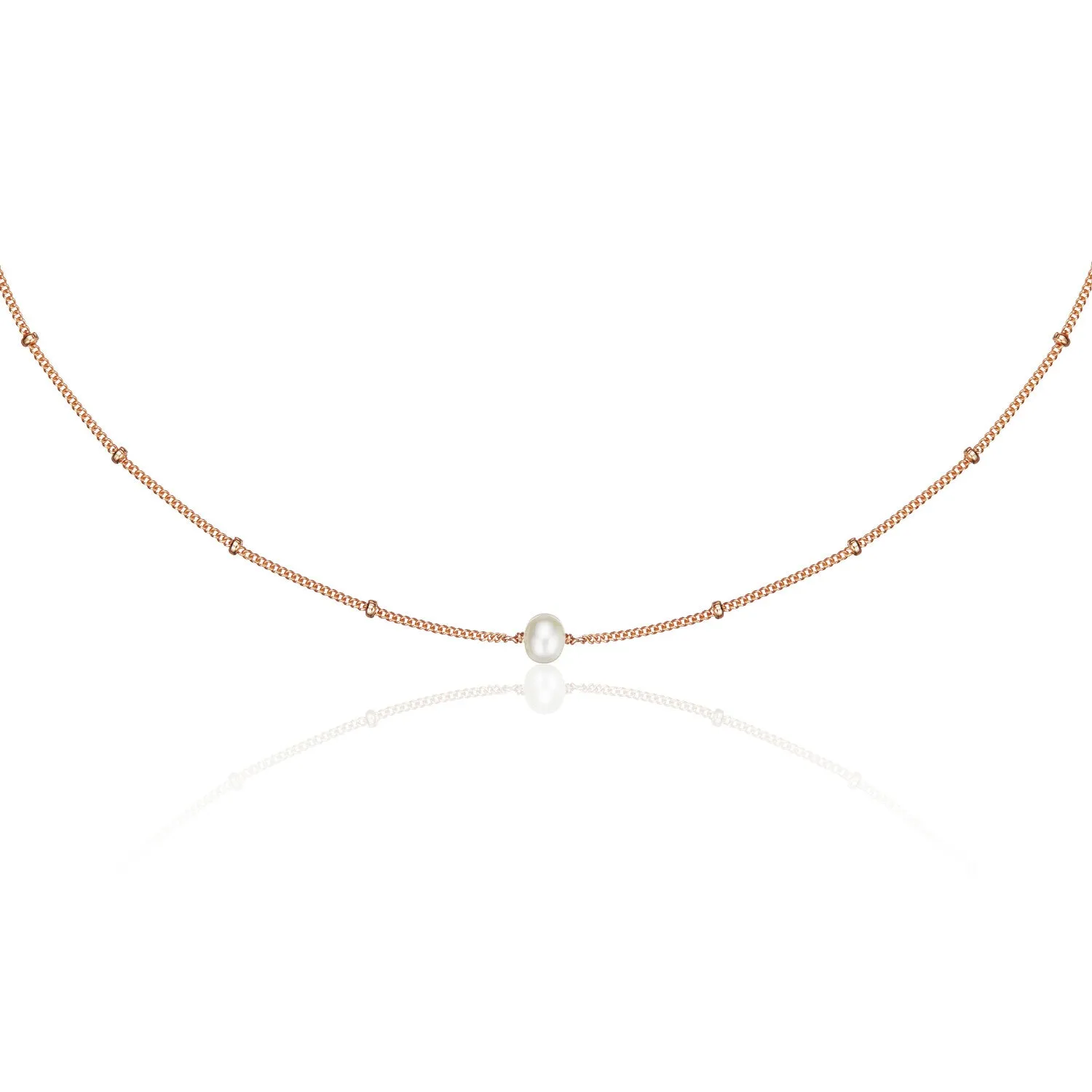 Rose Gold Satellite Single Pearl Choker