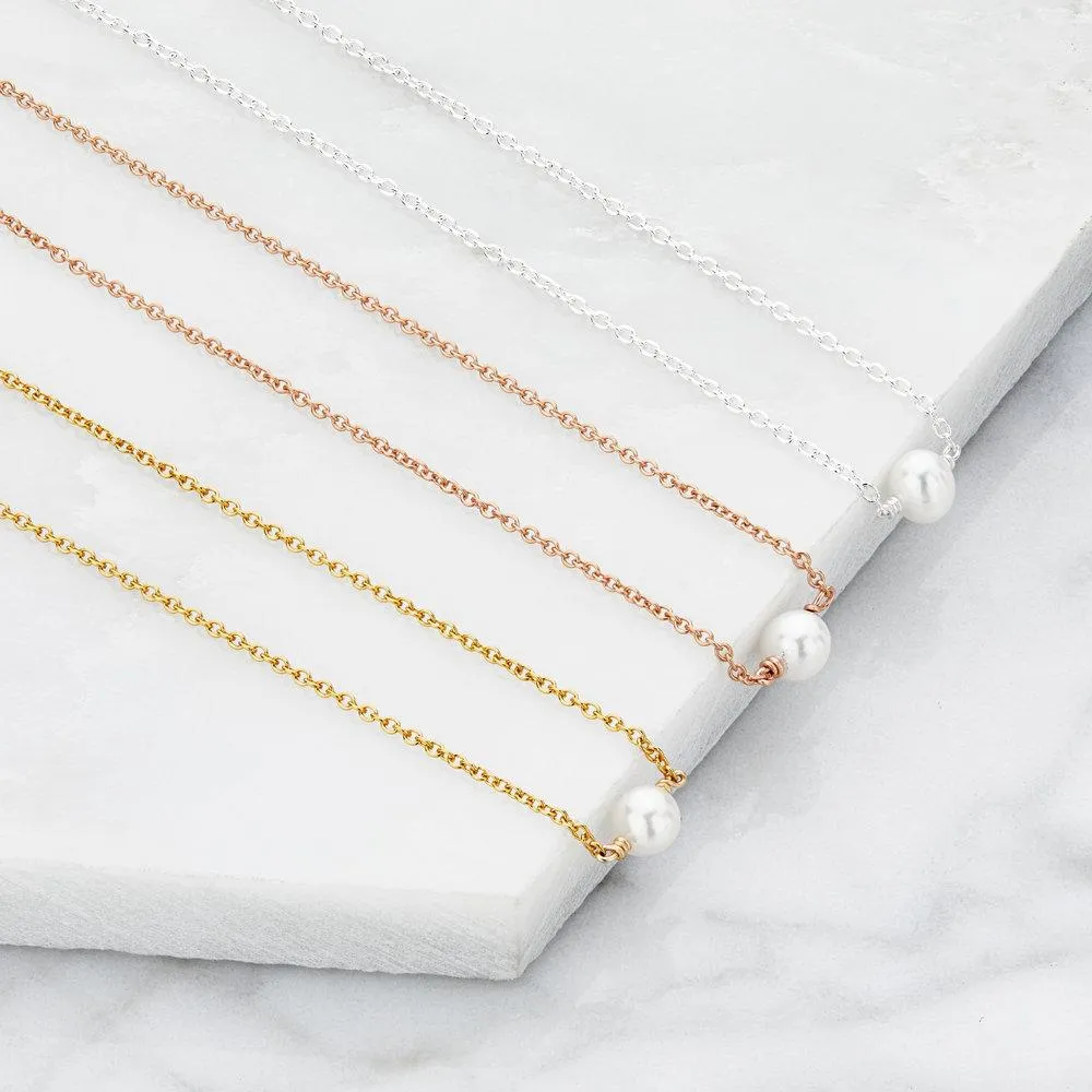 Rose Gold Single Pearl Choker