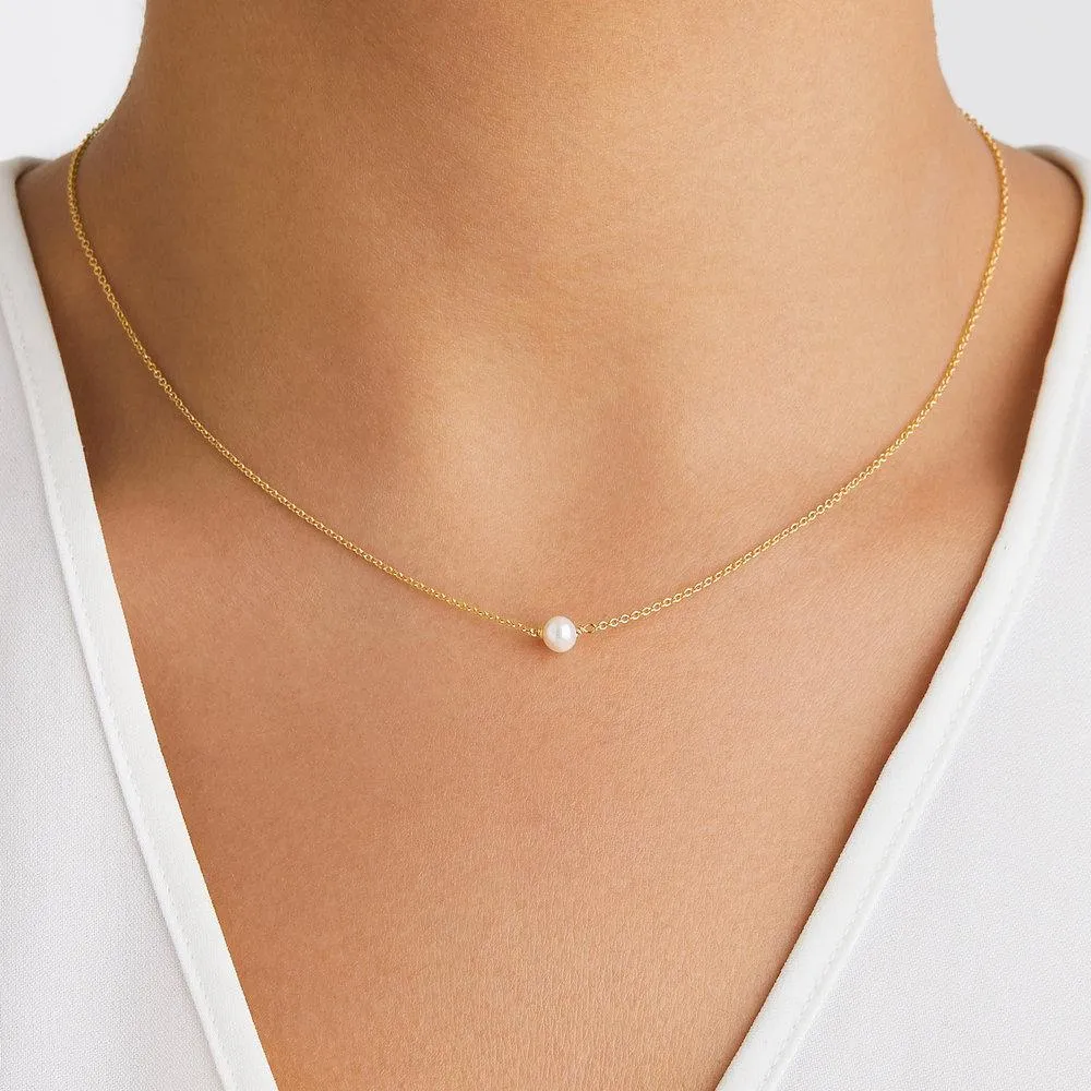 Rose Gold Single Pearl Choker