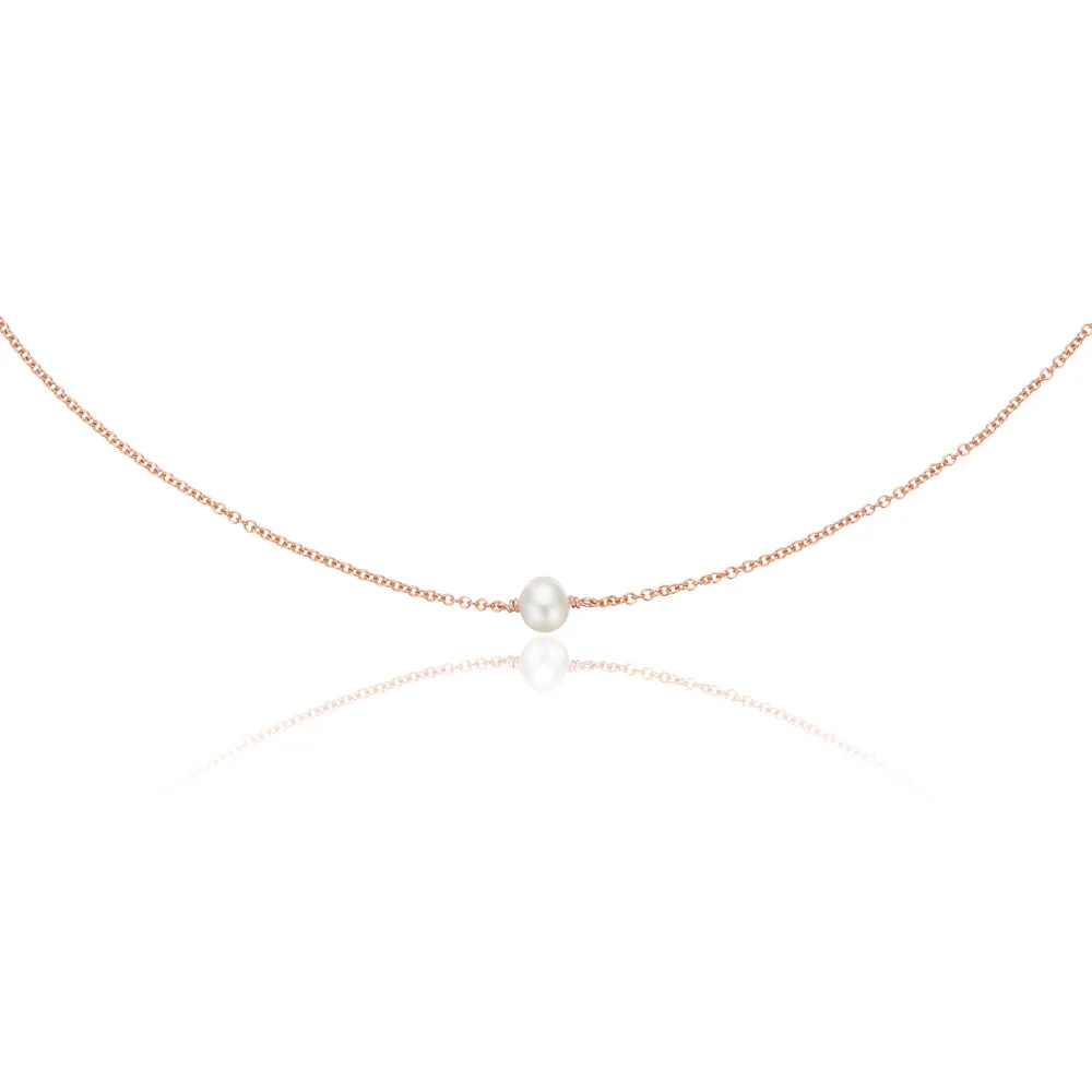 Rose Gold Single Pearl Choker
