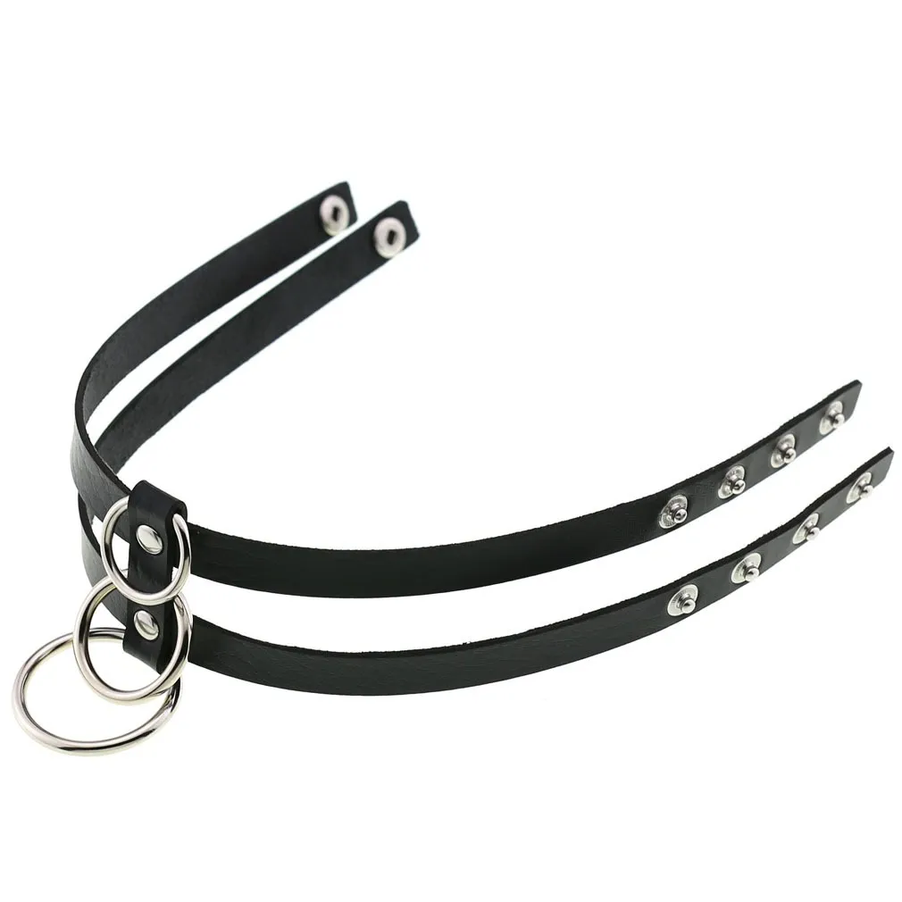 Sexy Layered Choker / Cosplay Necklace with Metal Rings / BDSM Aesthetic Accessories
