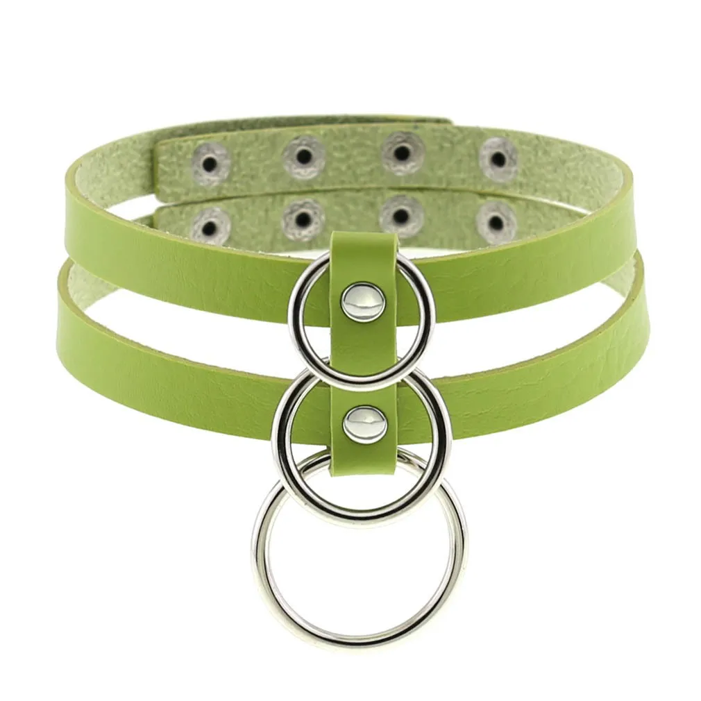 Sexy Layered Choker / Cosplay Necklace with Metal Rings / BDSM Aesthetic Accessories