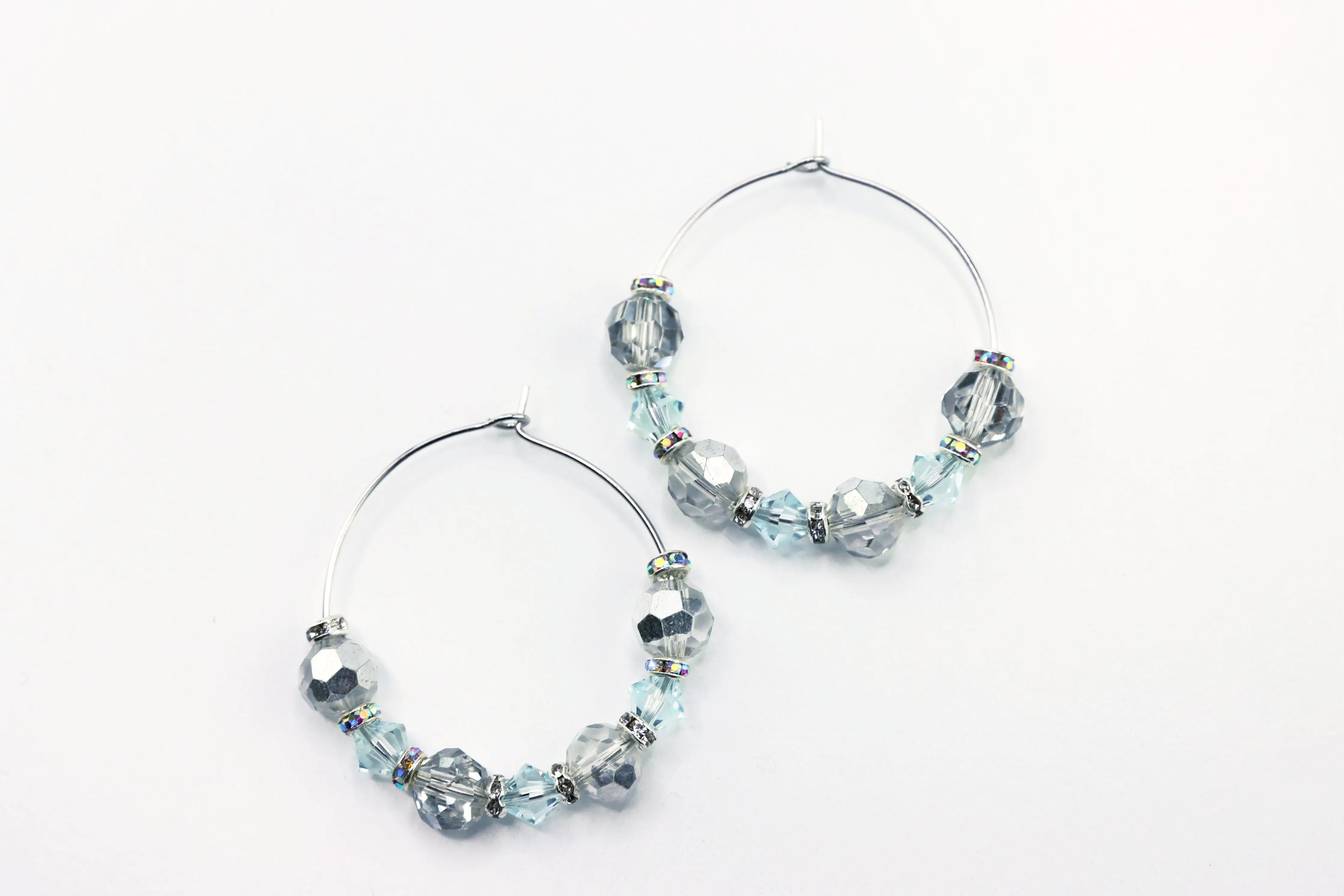 Shiny Crystal Hoops Earrings