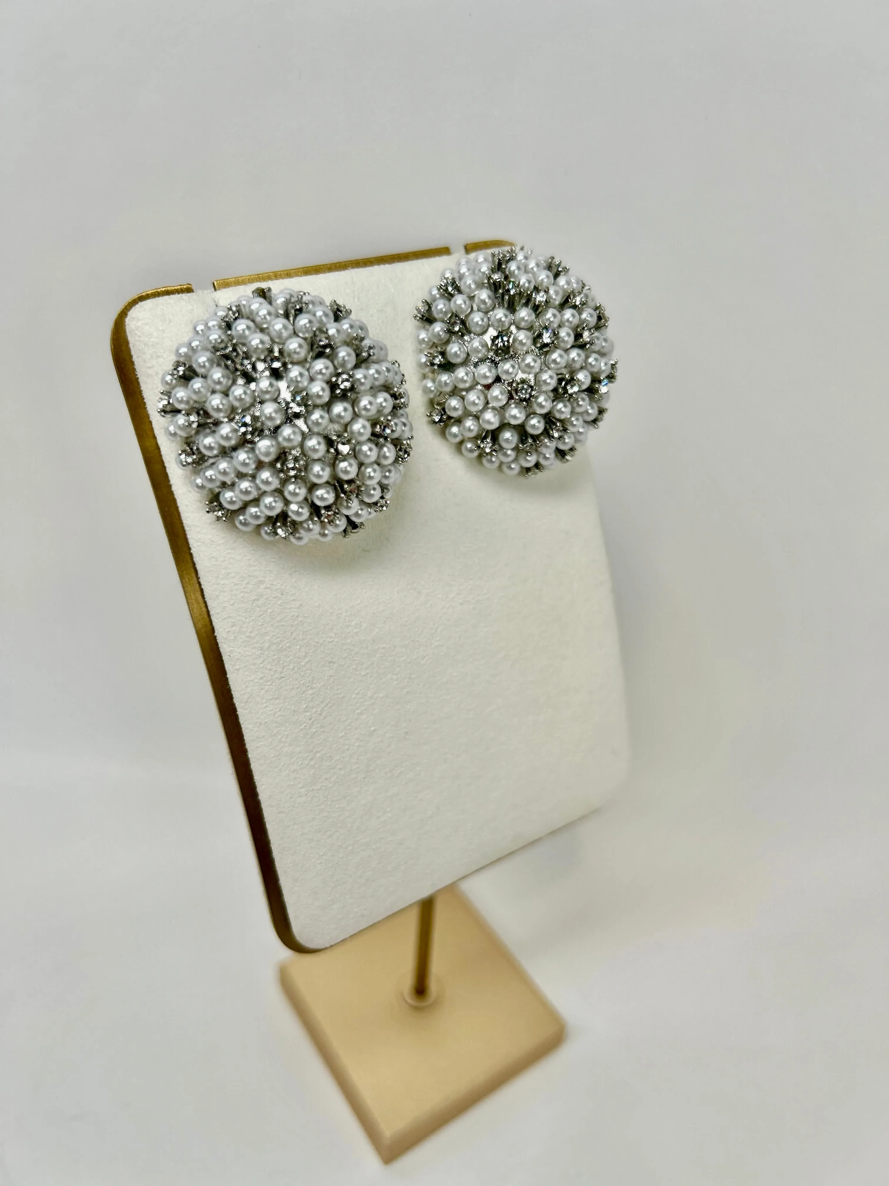 Sienna - Pearl and Crystal Cluster Earrings