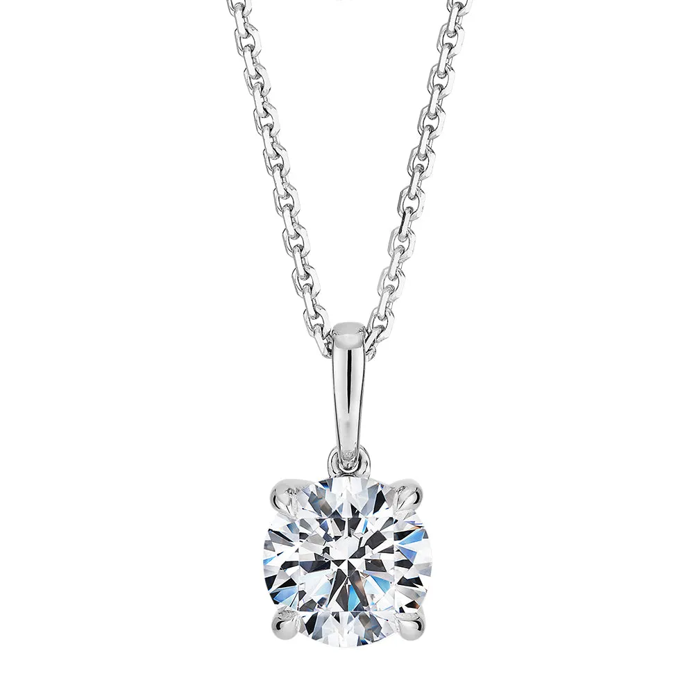 Signature Simulant Diamond 1.00 carat* round brilliant solitaire pendant in 14 carat white gold