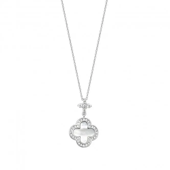 Silver & Co Mother of Pearl Cubic Zirconia Clover Pendant SPG0069