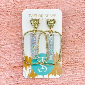 Silver Sequin Stick Rectangle Hoops Earrings by Taylor Shaye