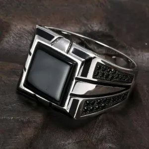 Silver Vintage Agate Stones Colors Rings For Men