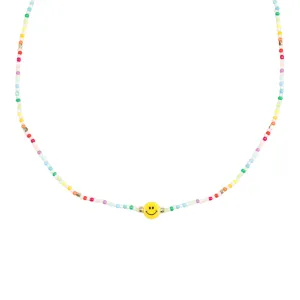 Smiley Face Rainbow Beaded Necklace