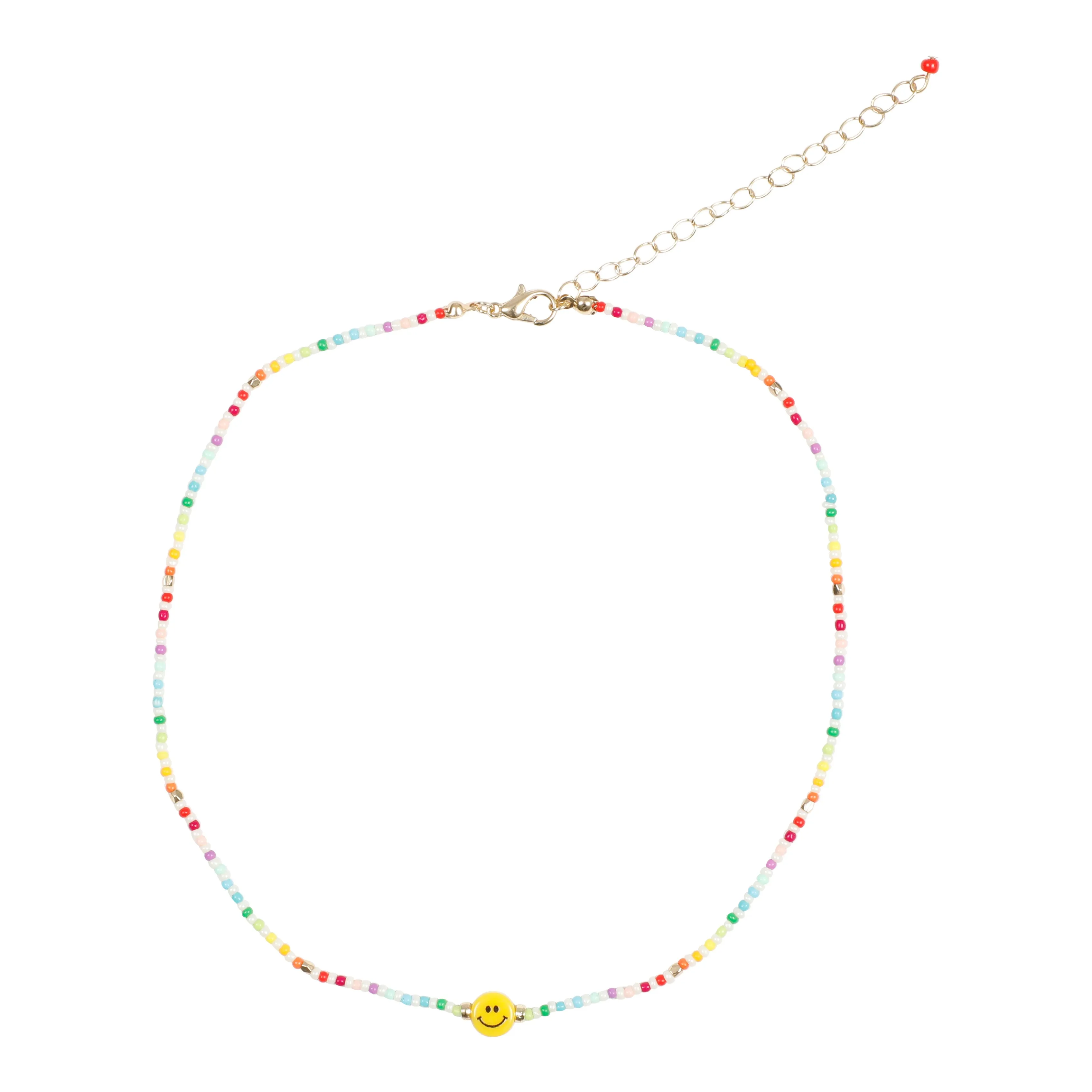 Smiley Face Rainbow Beaded Necklace