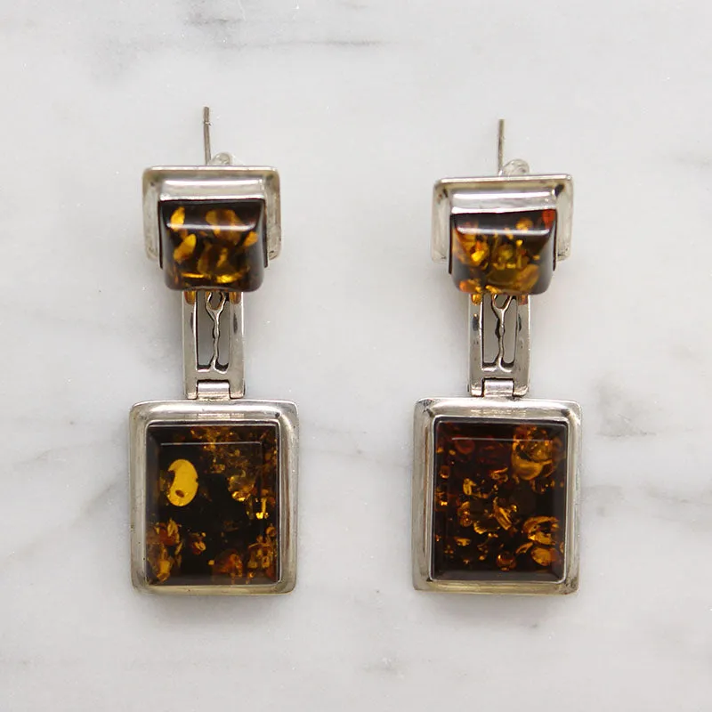 Sophisticated Amber & Sterling Silver Earrings