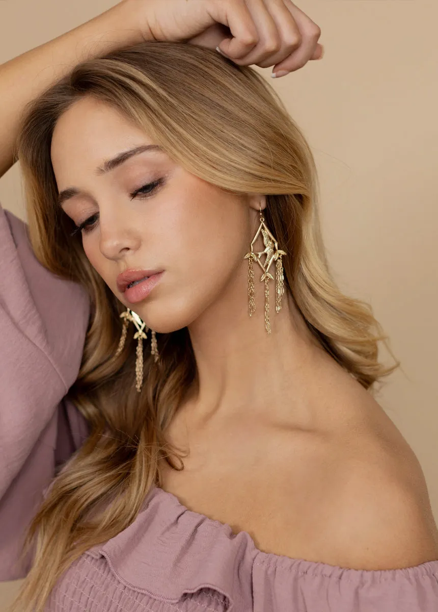Sparrow Earrings in Sand Gold