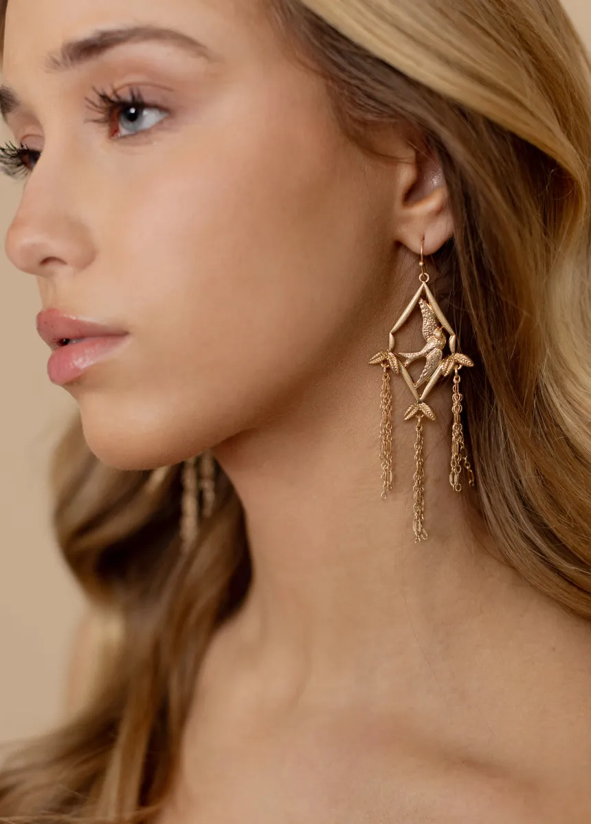Sparrow Earrings in Sand Gold
