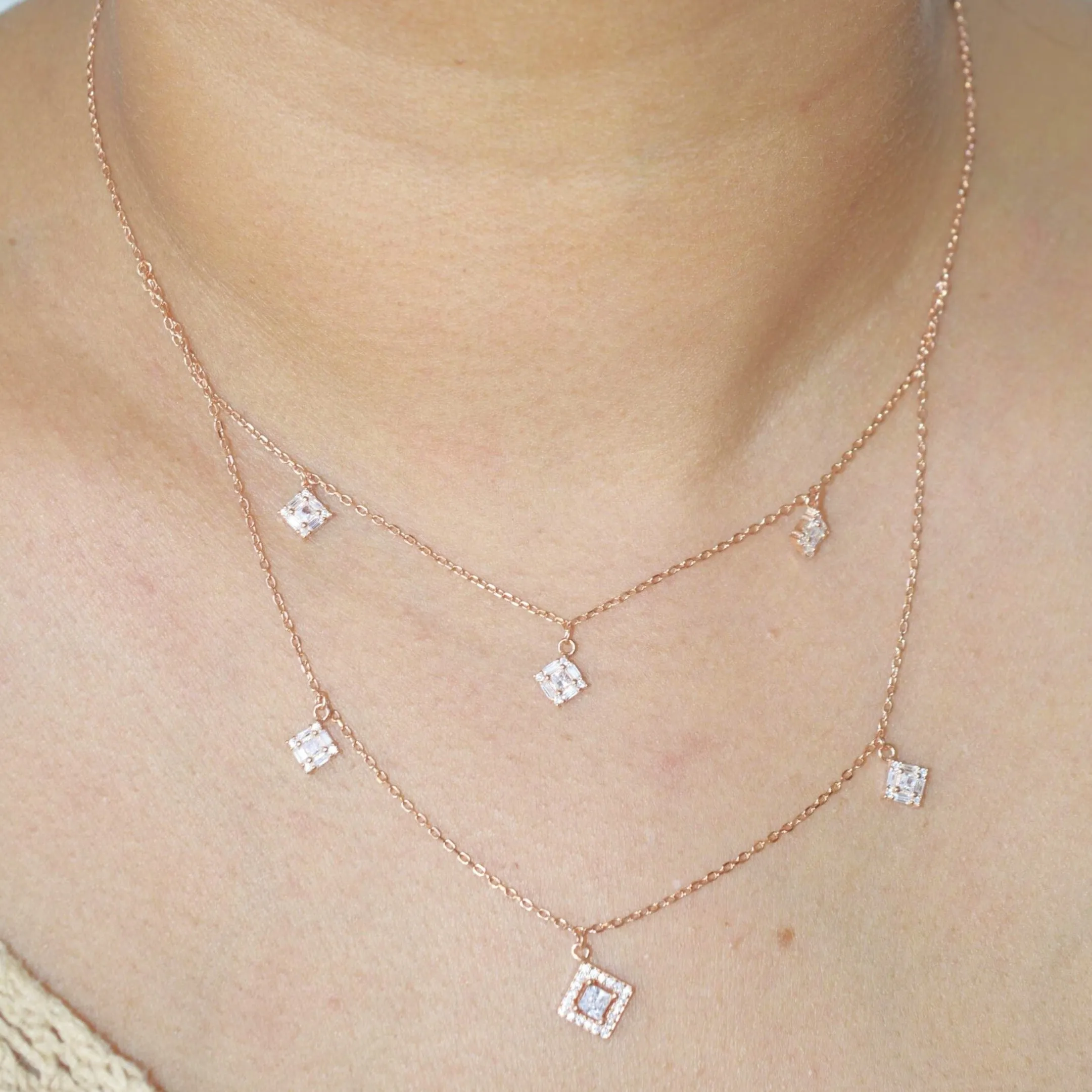 Square Serenity layered Necklace