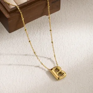 Stainless Steel 18 K Gold IP B initial Pendant Necklace 18 inch with 2inch extender