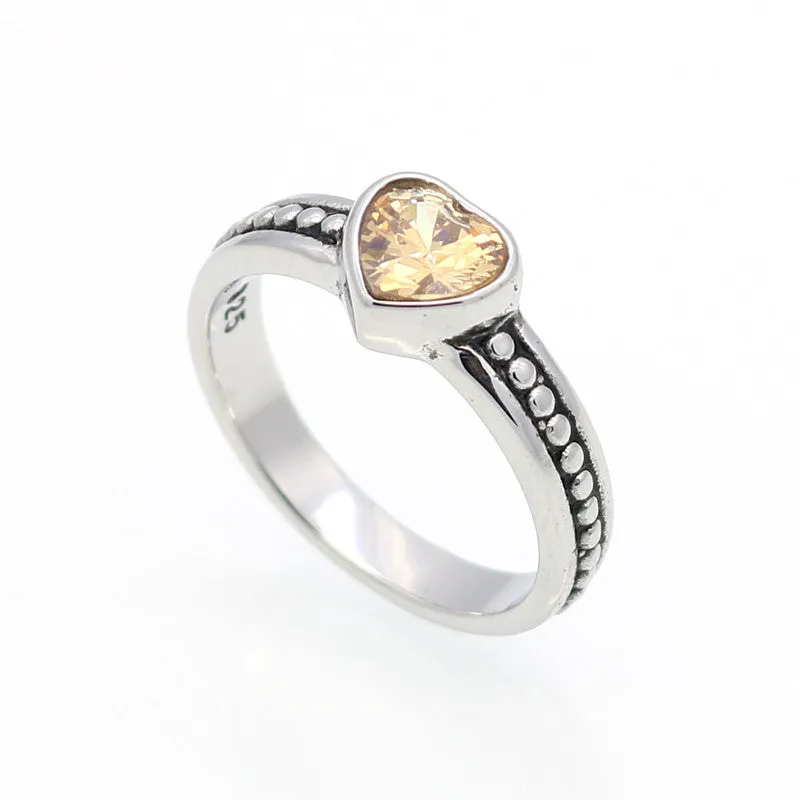 Stainless Steel Ring Heart Love Zircon Simulated Diamond Fashion Accessories Women Ring aneiss Engagement Jewelry