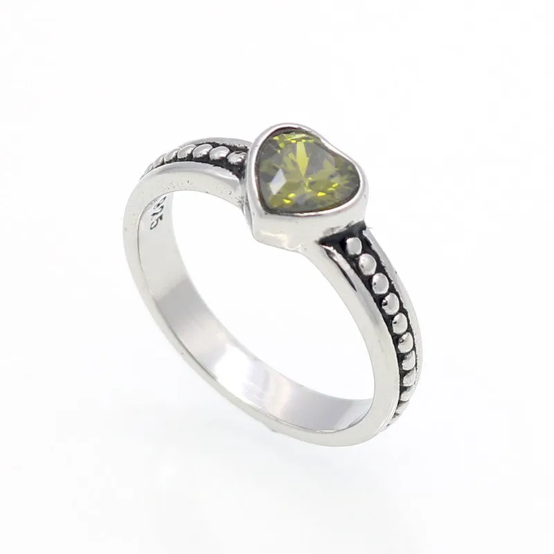 Stainless Steel Ring Heart Love Zircon Simulated Diamond Fashion Accessories Women Ring aneiss Engagement Jewelry