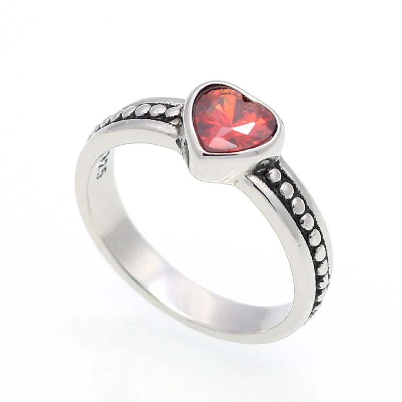 Stainless Steel Ring Heart Love Zircon Simulated Diamond Fashion Accessories Women Ring aneiss Engagement Jewelry