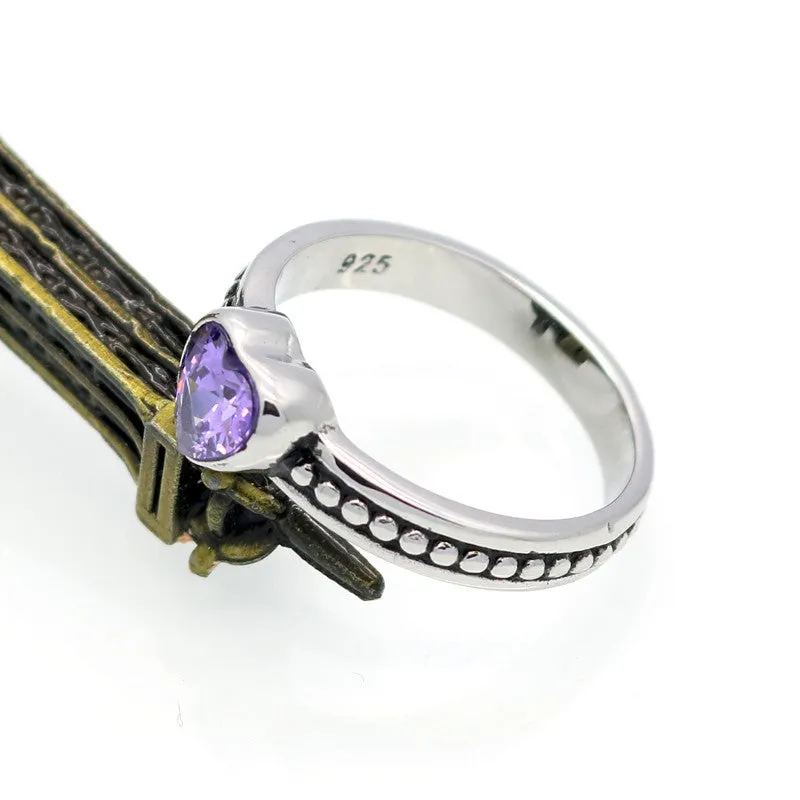 Stainless Steel Ring Heart Love Zircon Simulated Diamond Fashion Accessories Women Ring aneiss Engagement Jewelry