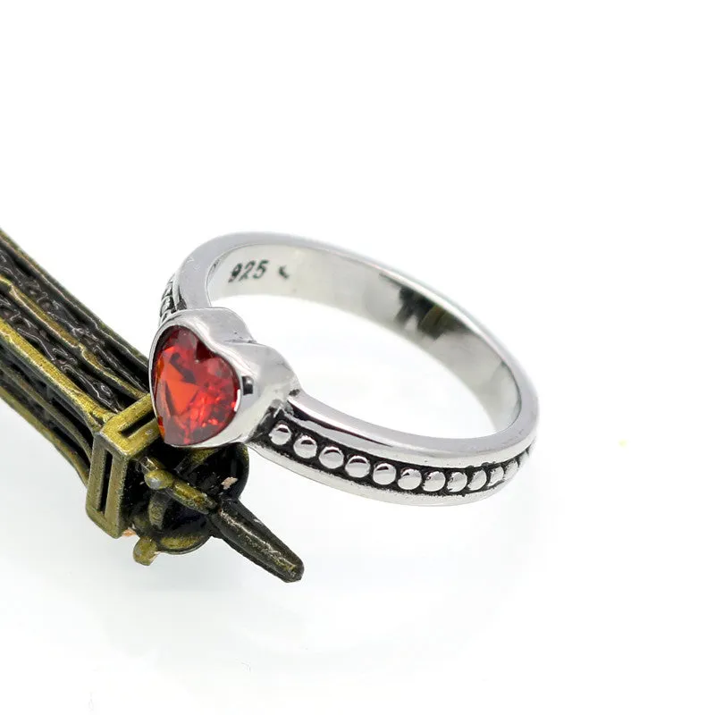 Stainless Steel Ring Heart Love Zircon Simulated Diamond Fashion Accessories Women Ring aneiss Engagement Jewelry