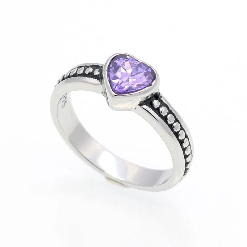 Stainless Steel Ring Heart Love Zircon Simulated Diamond Fashion Accessories Women Ring aneiss Engagement Jewelry