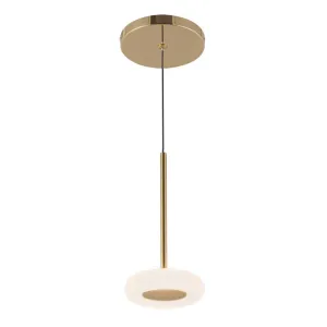 Stephord 4-in Metallic Brass/Frosted Glass LED Pendant