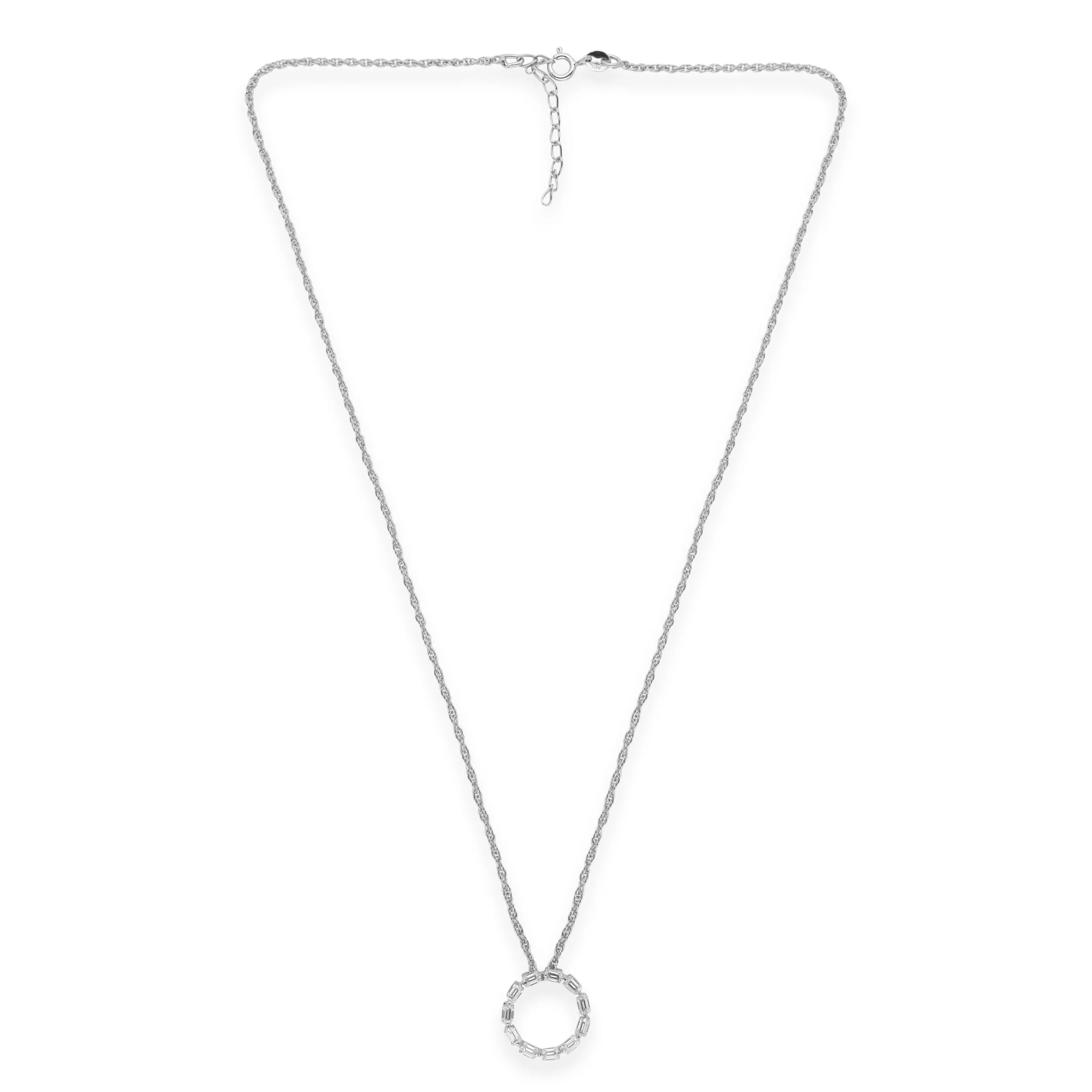 Sterling Silver Baguette Eternity Pendant Necklace – A Timeless Symbol of Elegance | SKU : 0003212271, 0003579206, 0021424083, 0021424090