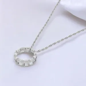 Sterling Silver Baguette Eternity Pendant Necklace – A Timeless Symbol of Elegance | SKU : 0003212271, 0003579206, 0021424083, 0021424090