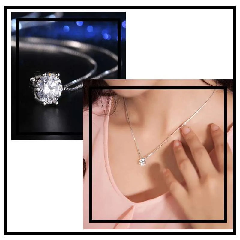 Sterling Silver Chain With Zirconia Pendant