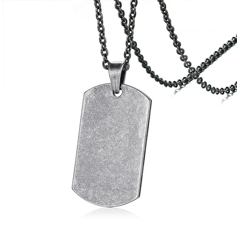 Sterling Silver Dog Tag Pendant Men's Military Army Necklace 22-24