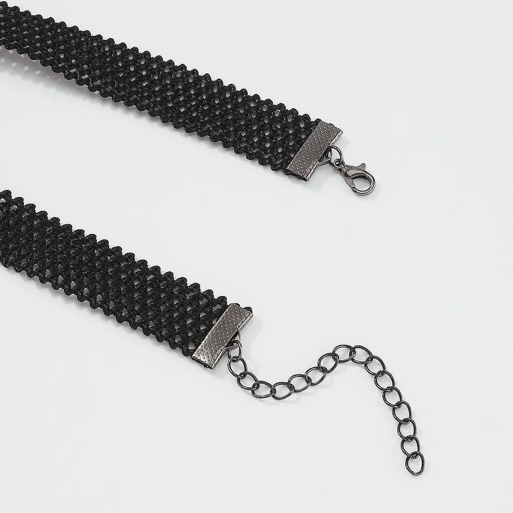 Stylish Women's Hanging Rhinestone Necklace / Unique Design Black Choker Necklace