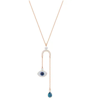 Swarovski Duo Pendant EVIL EYE Y Necklace, Rose Gold -5425861