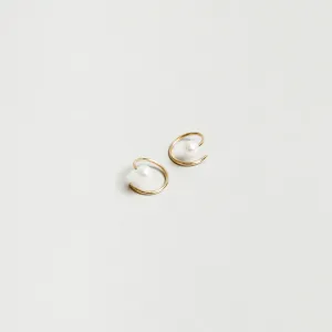 Swirl Hoops With Freshwater Pearls (Gold)