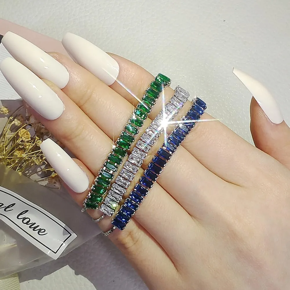 Tennis BraceletsBirthstone Slider Adjustable Bracelets Brass with 5A Cubic Zirconia Bridal Bridesmaids Wedding Birthday Mother's Day Jewelry Gifts for Women
