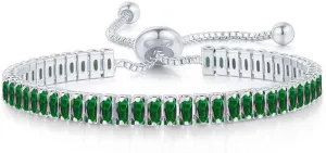 Tennis BraceletsBirthstone Slider Adjustable Bracelets Brass with 5A Cubic Zirconia Bridal Bridesmaids Wedding Birthday Mother's Day Jewelry Gifts for Women