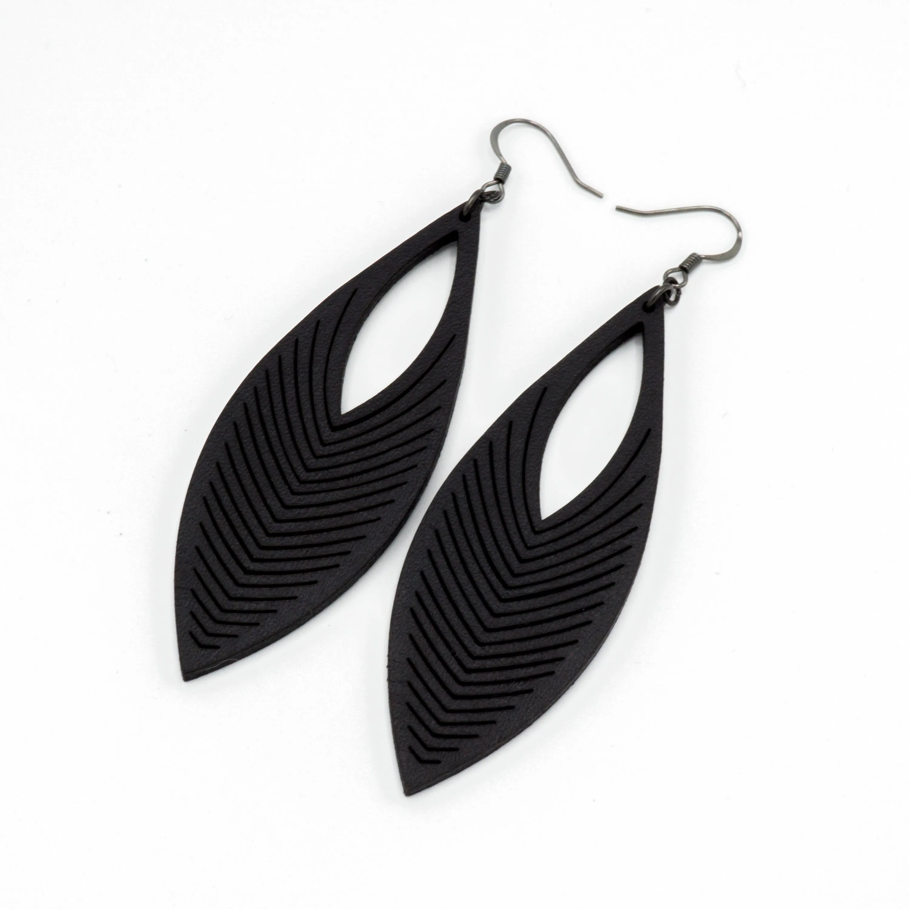 Terrabyte 01 // Leather Earrings - Black