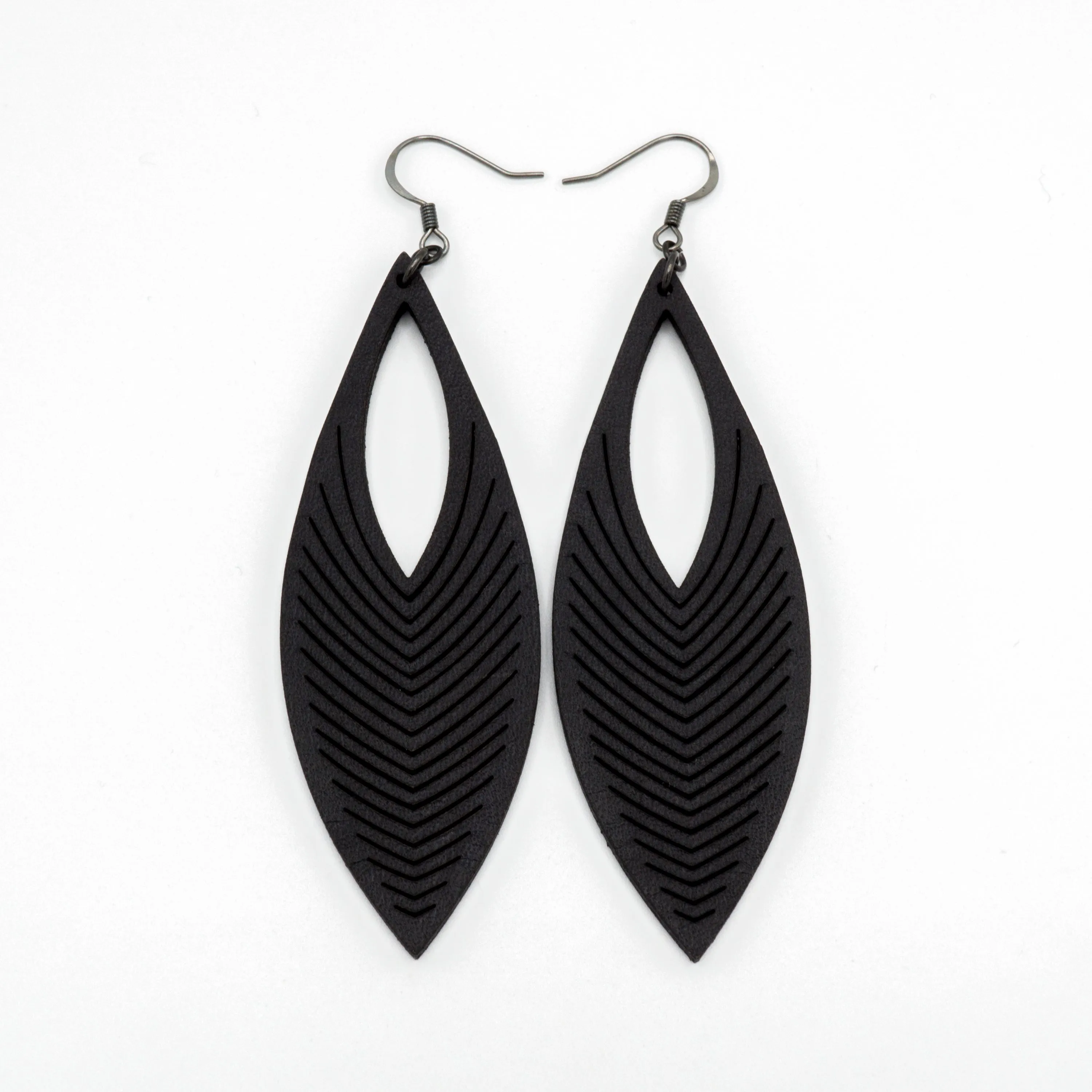 Terrabyte 01 // Leather Earrings - Black
