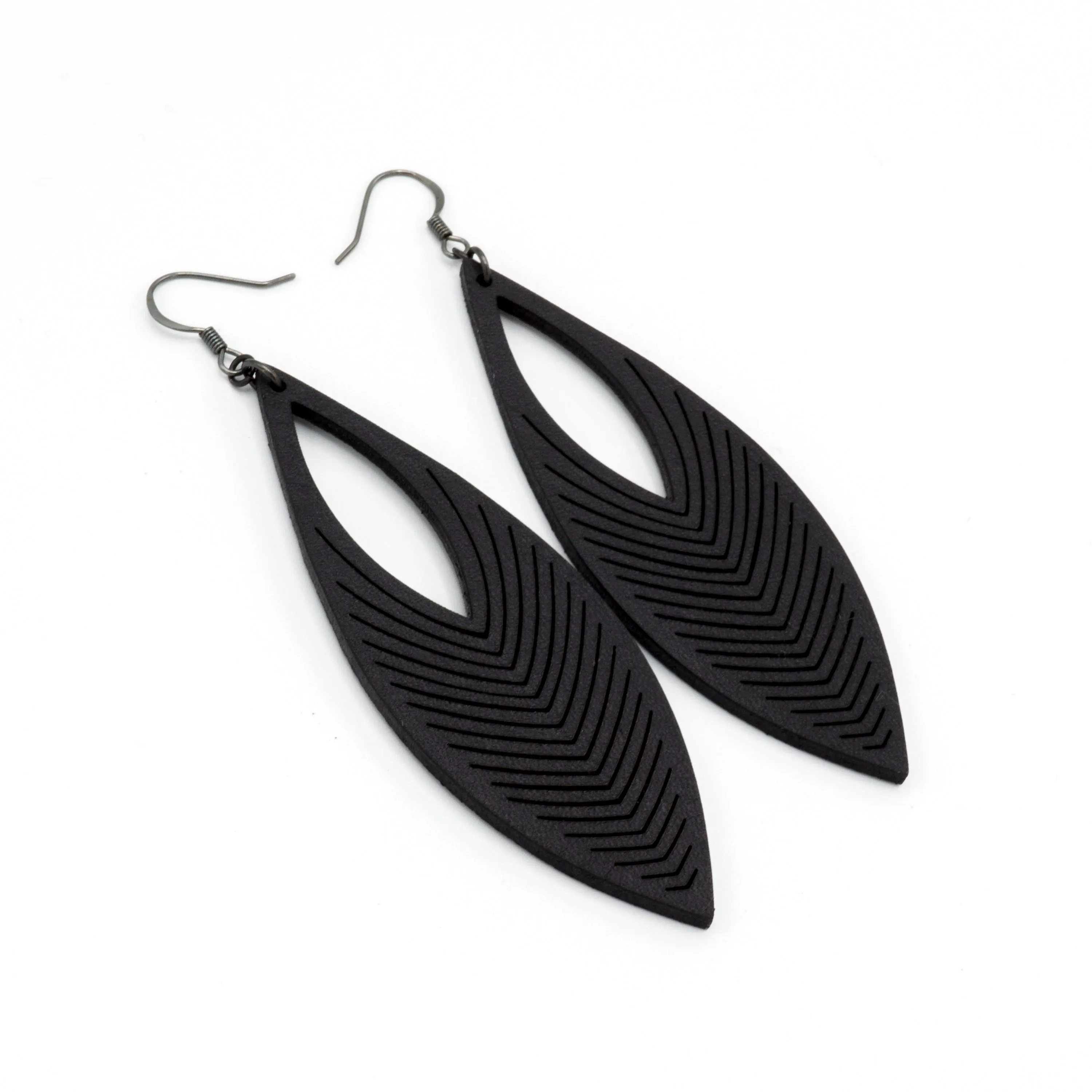 Terrabyte 01 // Leather Earrings - Black