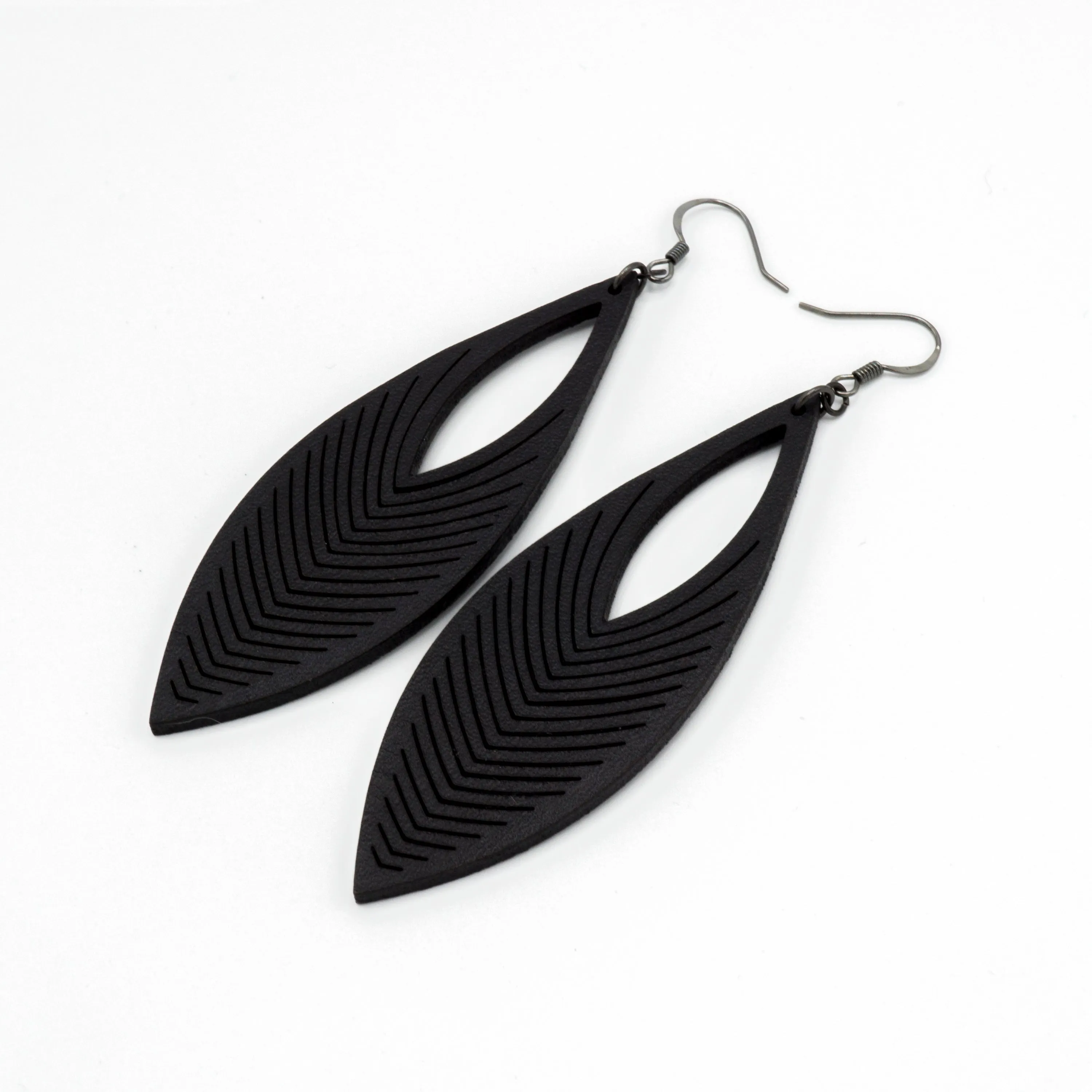 Terrabyte 01 // Leather Earrings - Black