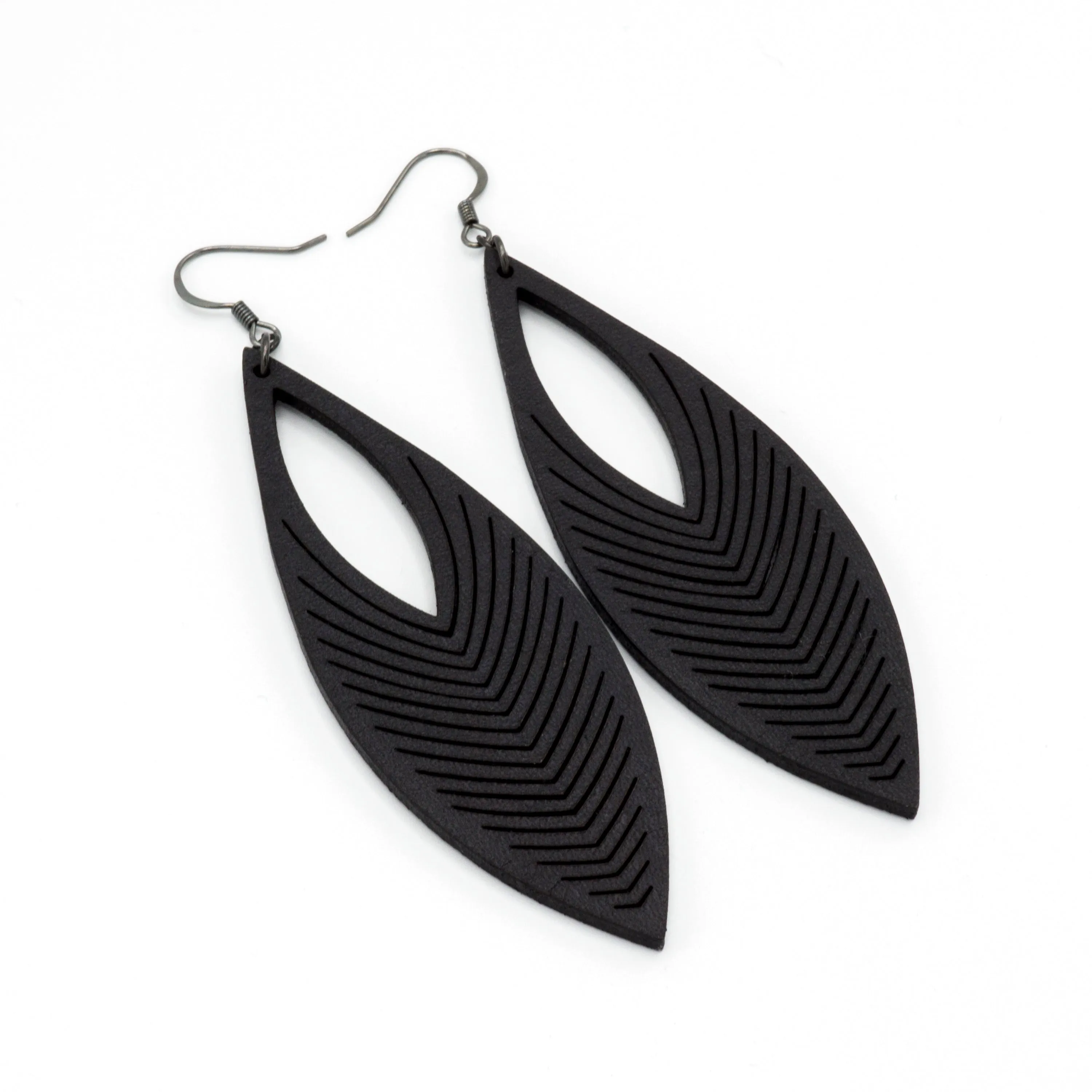 Terrabyte 01 // Leather Earrings - Black