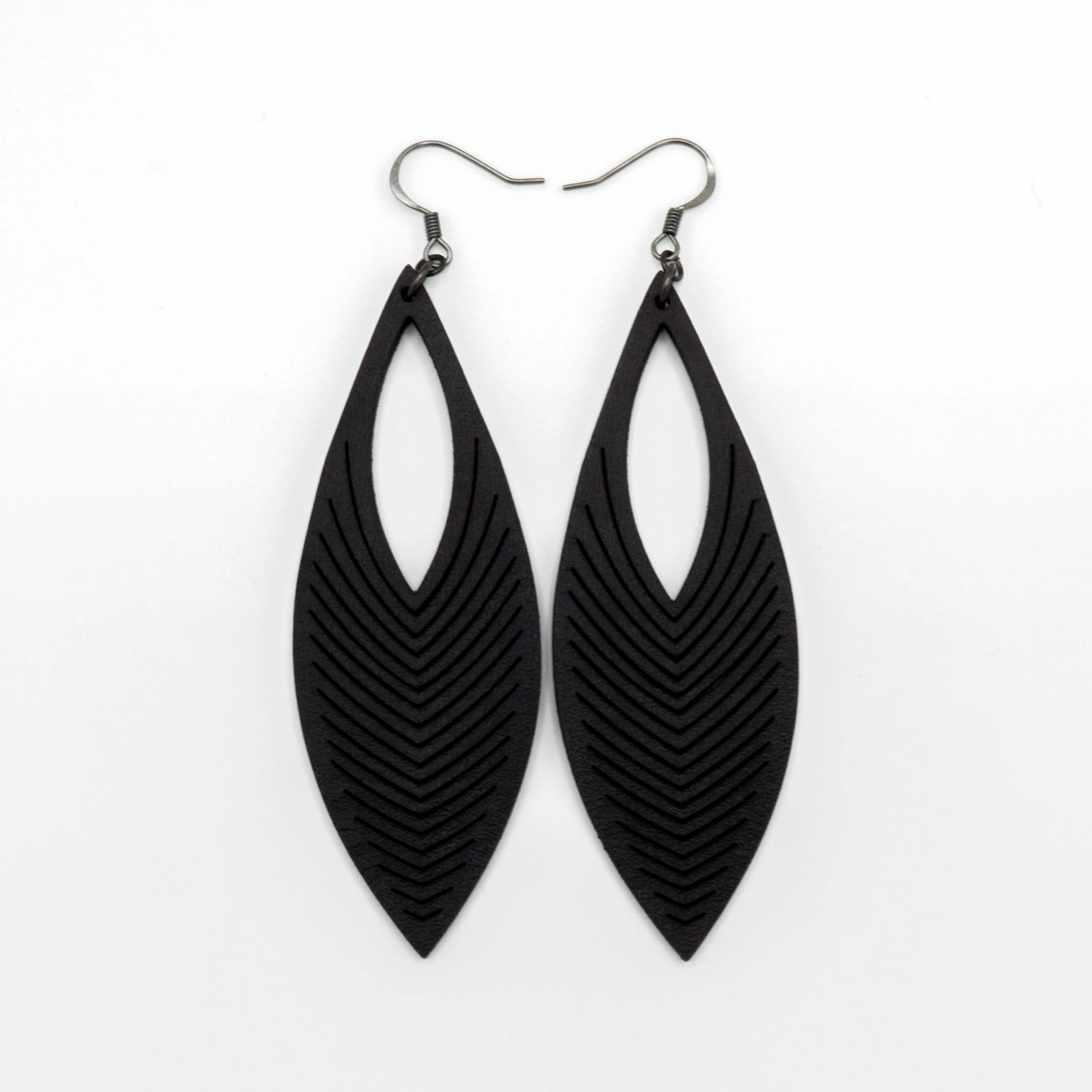 Terrabyte 01 // Leather Earrings - Black