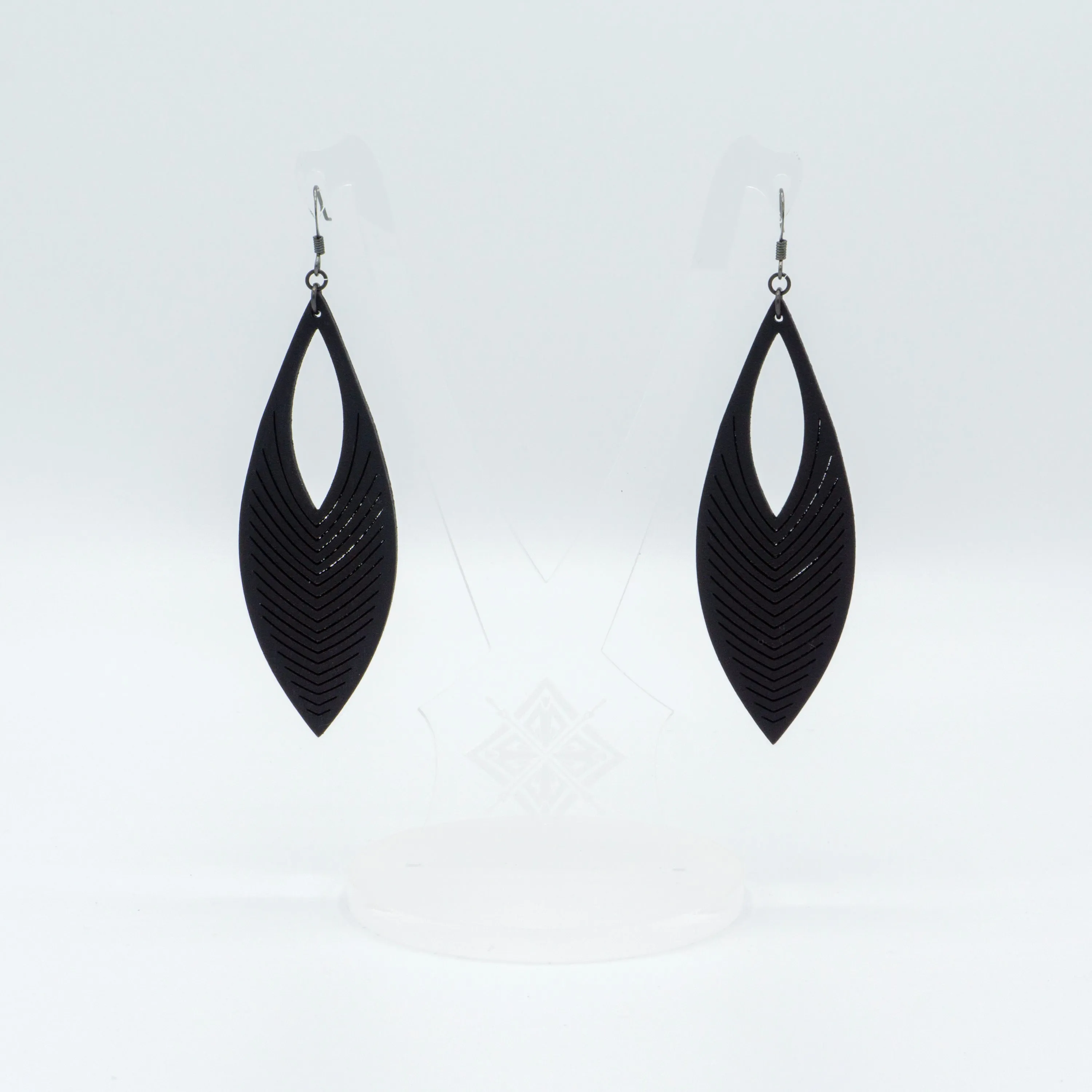 Terrabyte 01 // Leather Earrings - Black