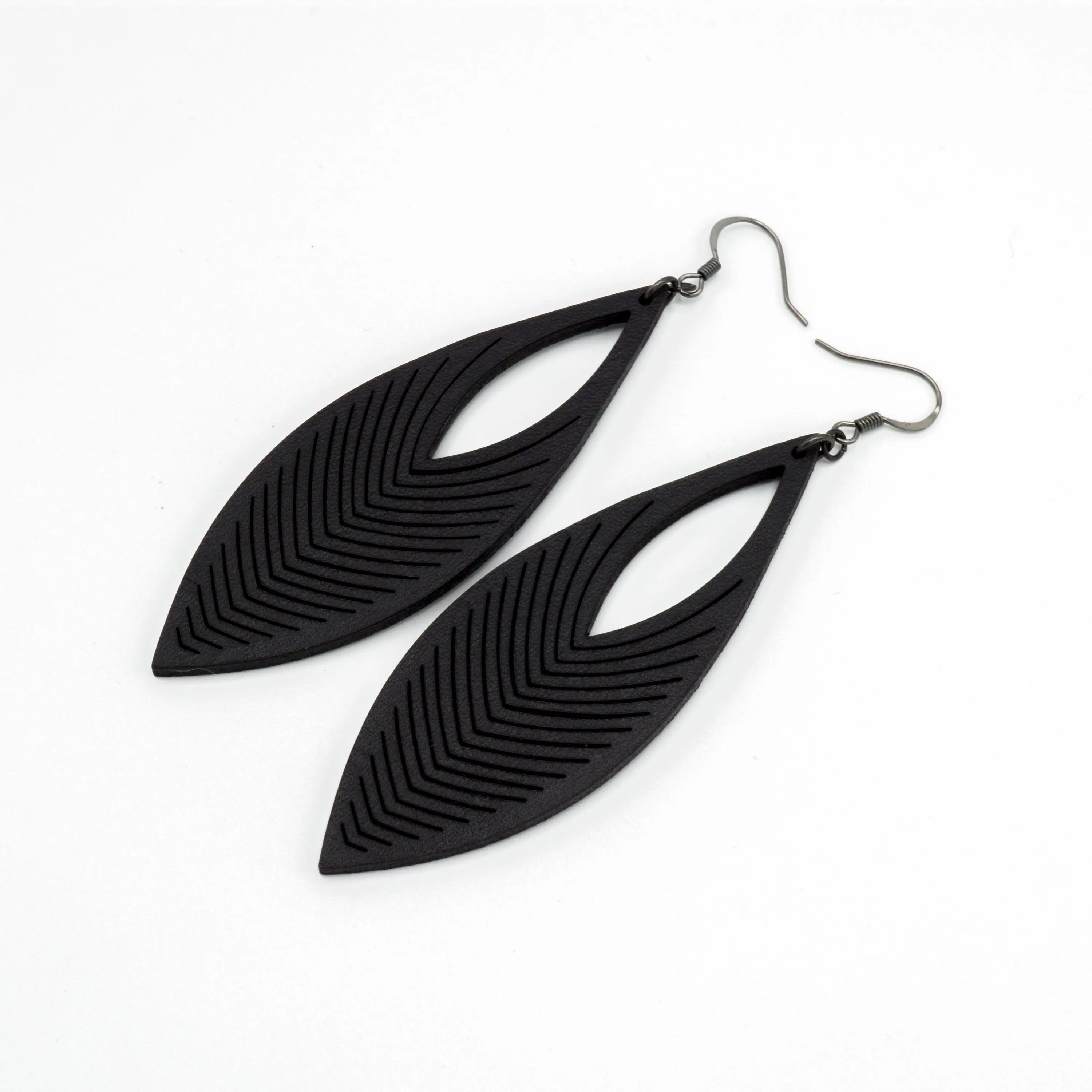 Terrabyte 01 // Leather Earrings - Black