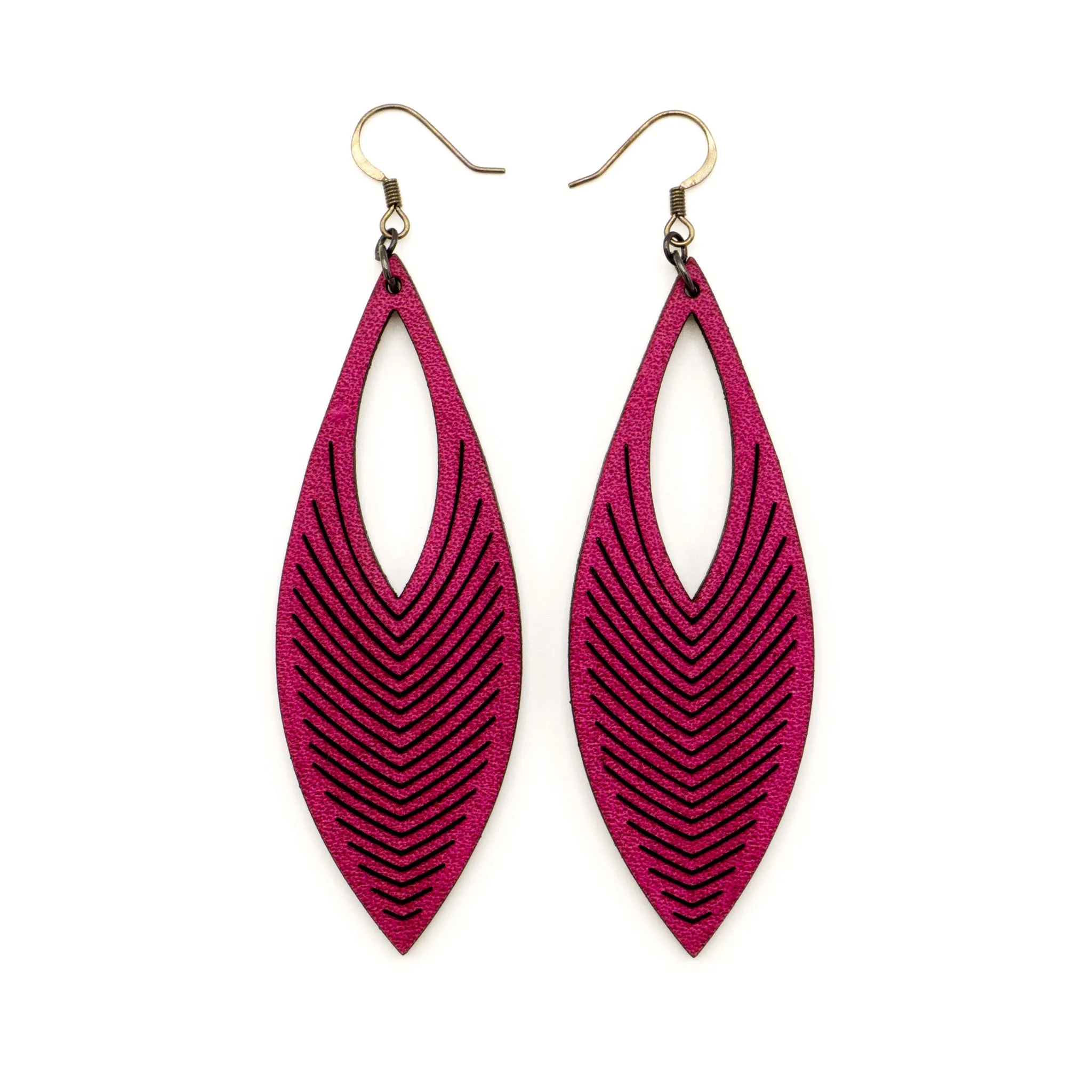 Terrabyte 01 // Leather Earrings - Fuchsia