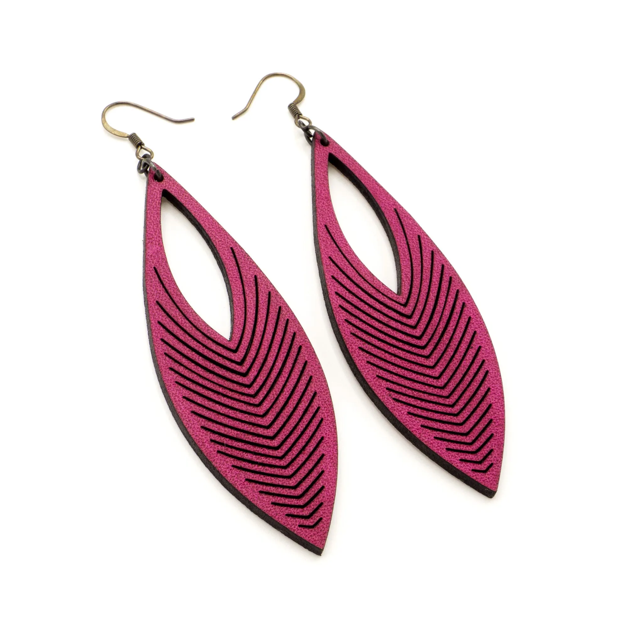 Terrabyte 01 // Leather Earrings - Fuchsia