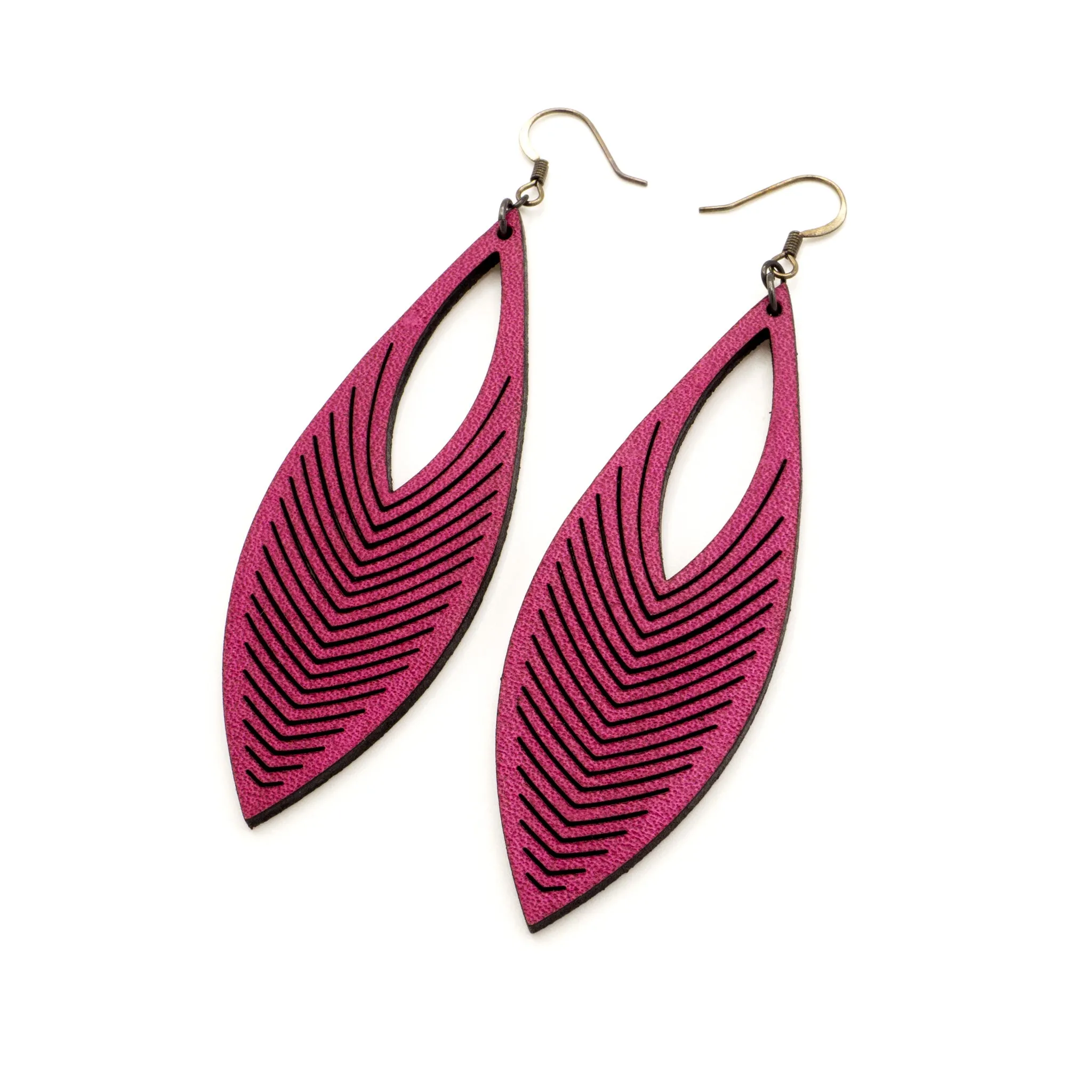 Terrabyte 01 // Leather Earrings - Fuchsia