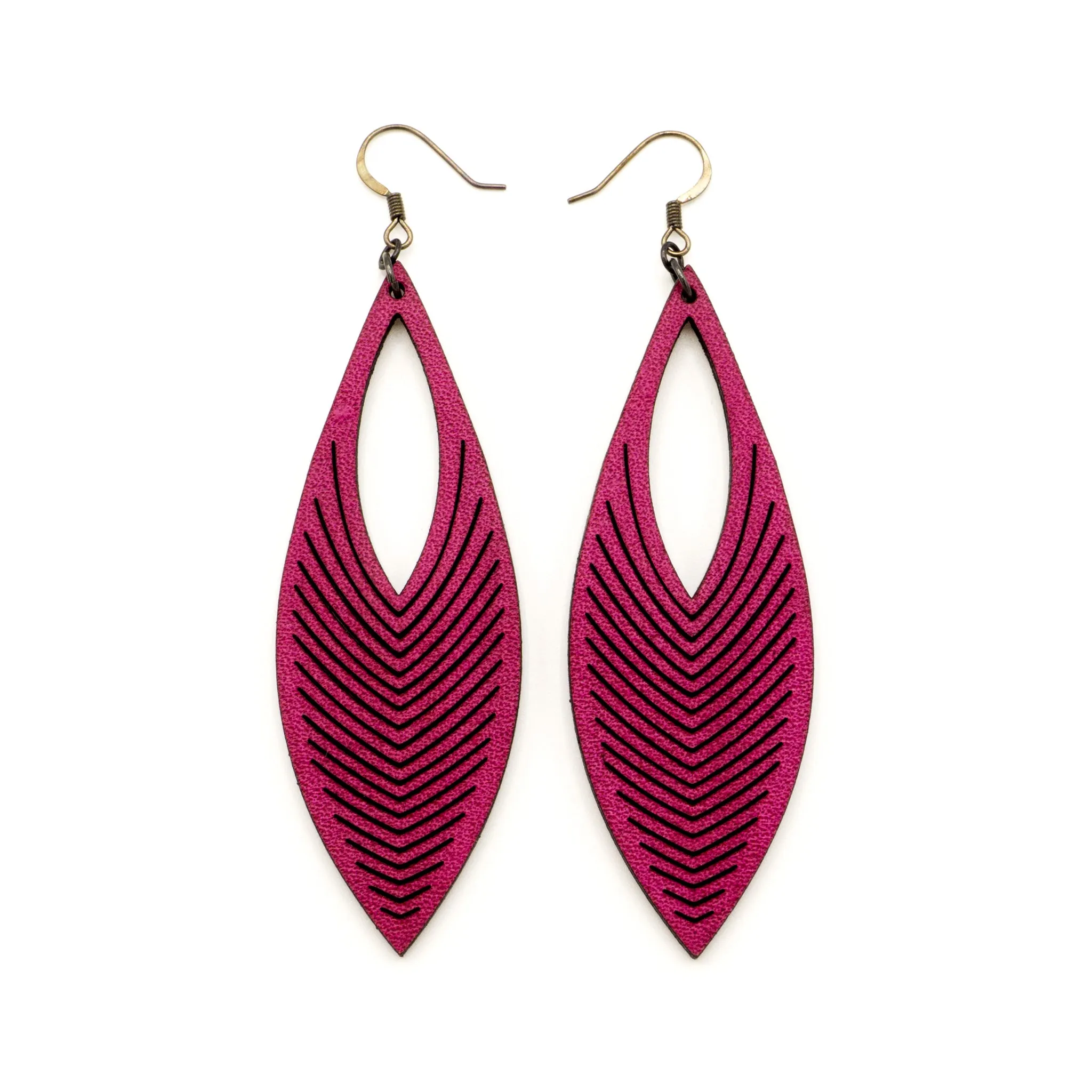 Terrabyte 01 // Leather Earrings - Fuchsia